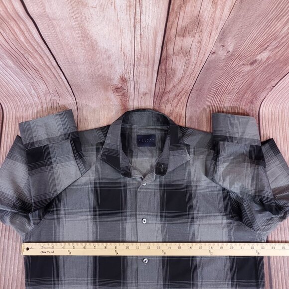 Calder Carmel Limited Edition 1/70 Mens Large Gray Black Windowpane Plaid Shirt - Picture 12 of 13